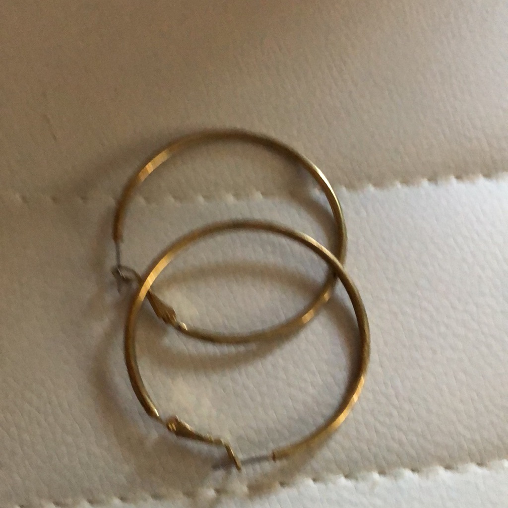 Gold Colored Hoop Earrings Light Weight 10$
